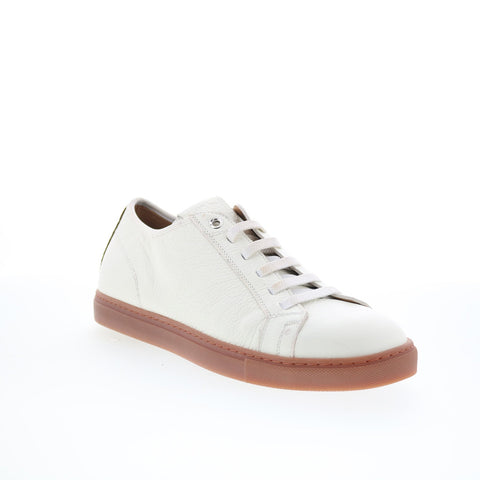 Di Bianco Julius Mens White Leather Lace Up Lifestyle Sneakers Shoes