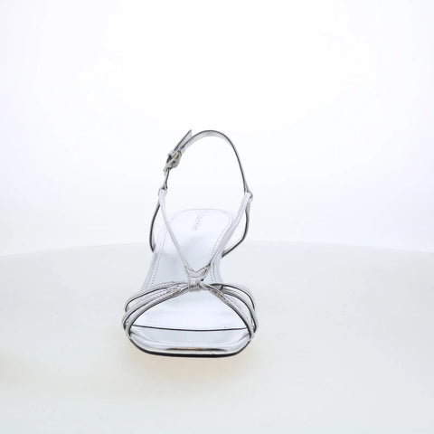 Calvin Klein Poeta KCPOETA2 Womens Silver Leather Strap Heels Shoes