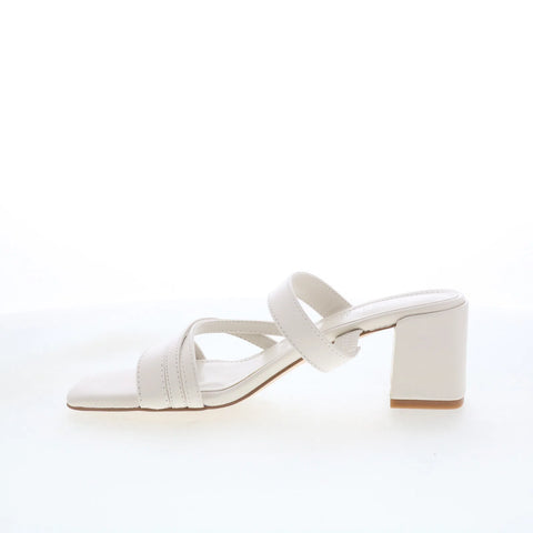 Calvin Klein Pretty KCPRETTY Womens White Leather Slip On Pumps Heels Shoes