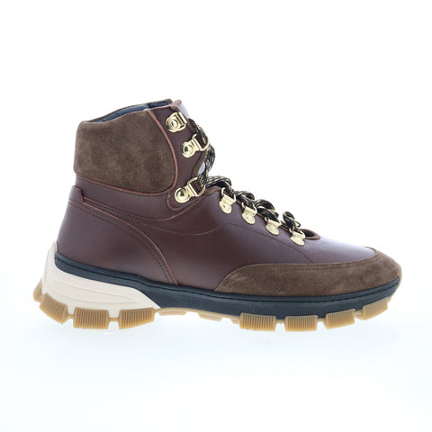 Di Bianco Livigno Mens Brown Leather Lace Up Casual Dress Boots