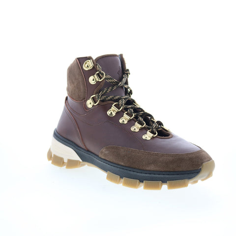Di Bianco Livigno Mens Brown Leather Lace Up Casual Dress Boots