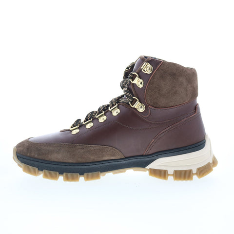 Di Bianco Livigno Mens Brown Leather Lace Up Casual Dress Boots