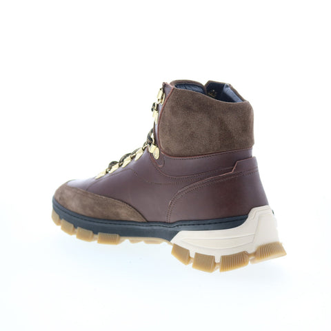 Di Bianco Livigno Mens Brown Leather Lace Up Casual Dress Boots
