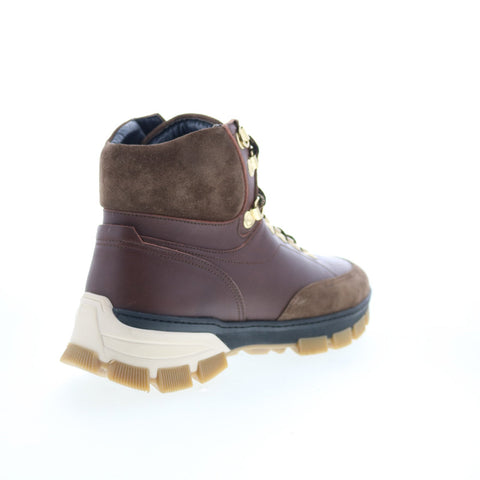 Di Bianco Livigno Mens Brown Leather Lace Up Casual Dress Boots