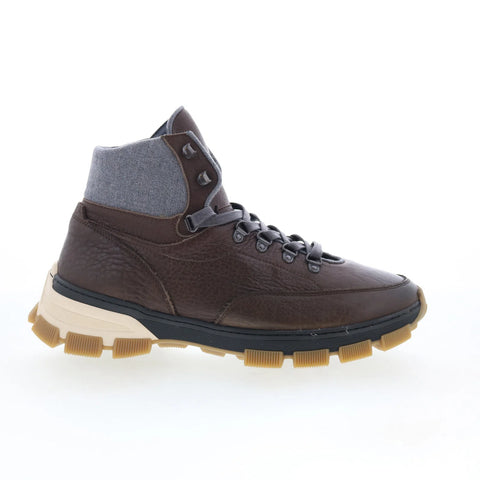 Di Bianco Livigno Mens Brown Leather Lace Up Casual Dress Boots