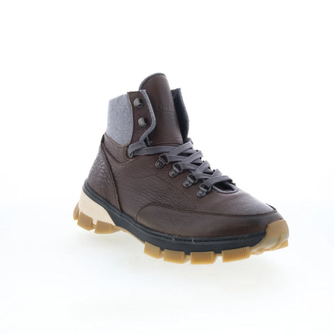 Di Bianco Livigno Mens Brown Leather Lace Up Casual Dress Boots