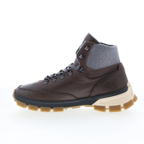 Di Bianco Livigno Mens Brown Leather Lace Up Casual Dress Boots