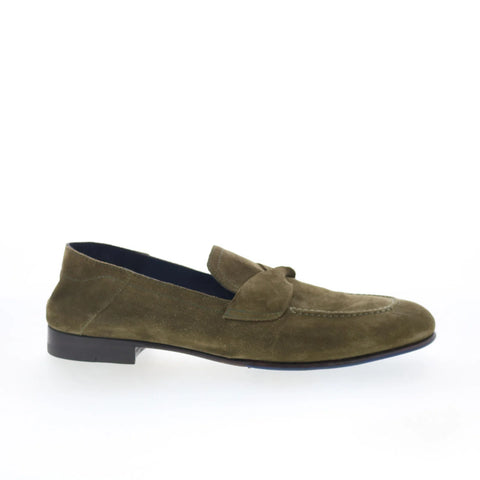 Di Bianco Loreto Mens Green Suede Slip On Loafers & Slip Ons Penny Shoes