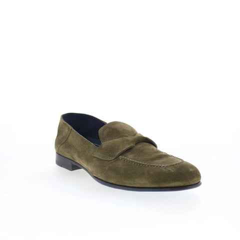 Di Bianco Loreto Mens Green Suede Slip On Loafers & Slip Ons Penny Shoes