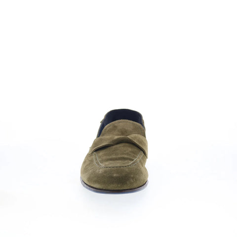 Di Bianco Loreto Mens Green Suede Slip On Loafers & Slip Ons Penny Shoes