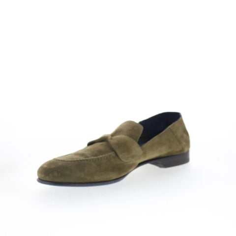 Di Bianco Loreto Mens Green Suede Slip On Loafers & Slip Ons Penny Shoes