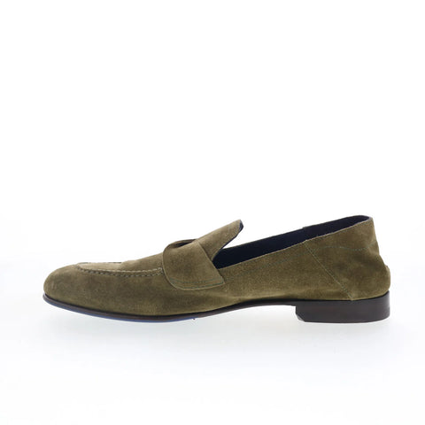 Di Bianco Loreto Mens Green Suede Slip On Loafers & Slip Ons Penny Shoes