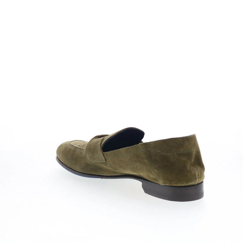 Di Bianco Loreto Mens Green Suede Slip On Loafers & Slip Ons Penny Shoes