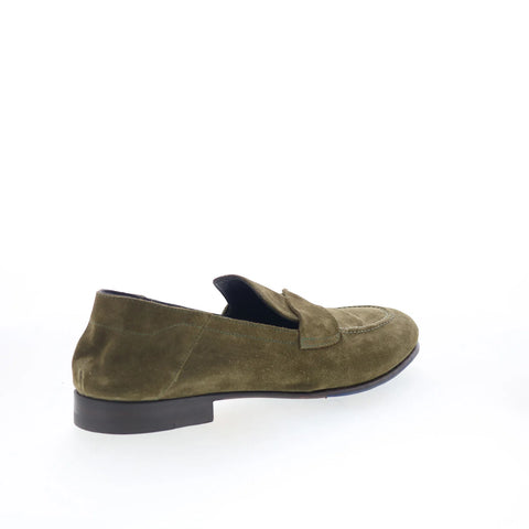 Di Bianco Loreto Mens Green Suede Slip On Loafers & Slip Ons Penny Shoes