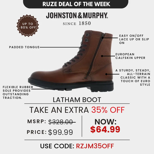 Johnston & Murphy Latham Extra 35% Off