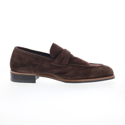 Di Bianco Manzoni Mens Brown Suede Slip On Loafers & Slip Ons Penny Shoes