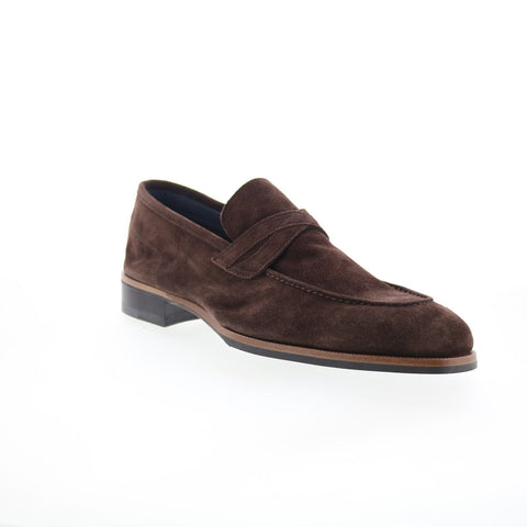 Di Bianco Manzoni Mens Brown Suede Slip On Loafers & Slip Ons Penny Shoes