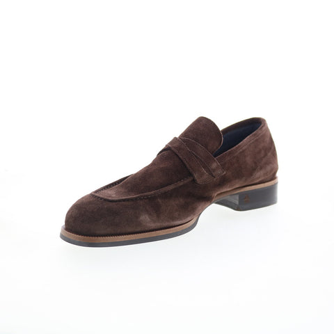Di Bianco Manzoni Mens Brown Suede Slip On Loafers & Slip Ons Penny Shoes