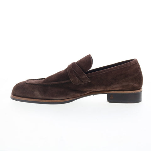 Di Bianco Manzoni Mens Brown Suede Slip On Loafers & Slip Ons Penny Shoes