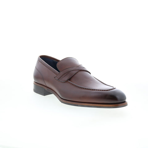 Di Bianco Manzoni Mens Brown Leather Slip On Loafers & Slip Ons Casual Shoes