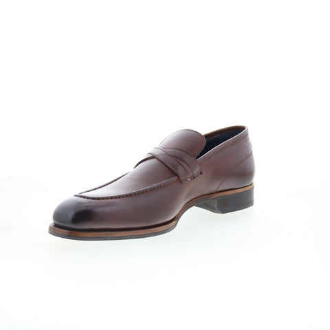 Di Bianco Manzoni Mens Brown Leather Slip On Loafers & Slip Ons Casual Shoes