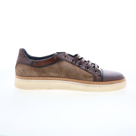 Di Bianco Mesina Mens Brown Leather Lace Up Lifestyle Sneakers Shoes