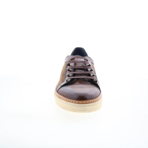 Di Bianco Mesina Mens Brown Leather Lace Up Lifestyle Sneakers Shoes