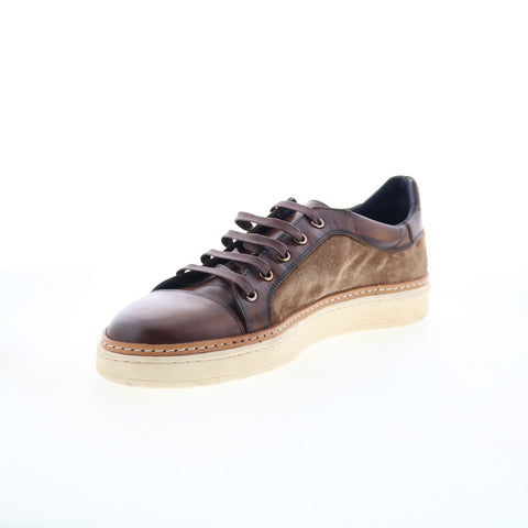 Di Bianco Mesina Mens Brown Leather Lace Up Lifestyle Sneakers Shoes