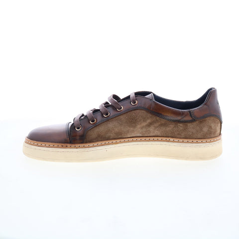 Di Bianco Mesina Mens Brown Leather Lace Up Lifestyle Sneakers Shoes