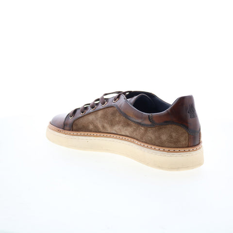 Di Bianco Mesina Mens Brown Leather Lace Up Lifestyle Sneakers Shoes