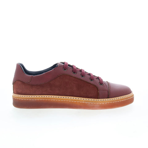 Di Bianco Messina Mens Burgundy Leather Lace Up Lifestyle Sneakers Shoes