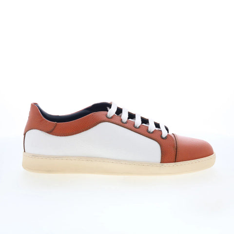 Di Bianco Messina Mens White Leather Lace Up Lifestyle Sneakers Shoes
