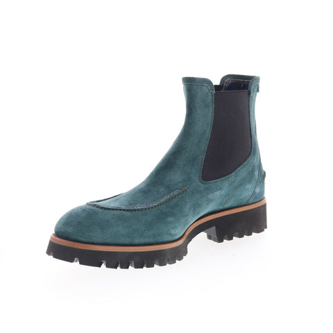 Di Bianco Minori Mens Green Suede Slip On Chelsea Boots