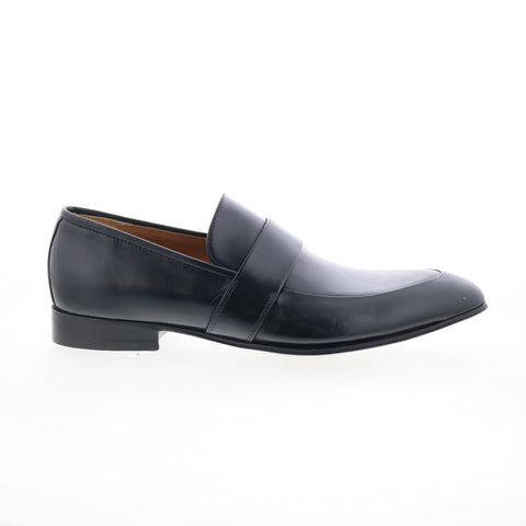Di Bianco Mira Mens Black Leather Slip On Loafers & Slip Ons Casual Shoes