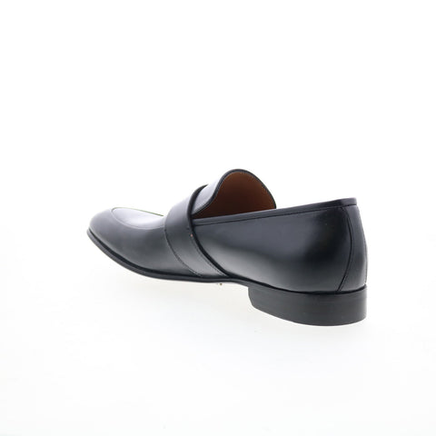 Di Bianco Mira Mens Black Leather Slip On Loafers & Slip Ons Casual Shoes