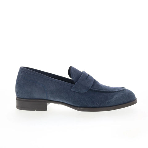 Di Bianco Miseno Mens Blue Suede Slip On Loafers & Slip Ons Penny Shoes