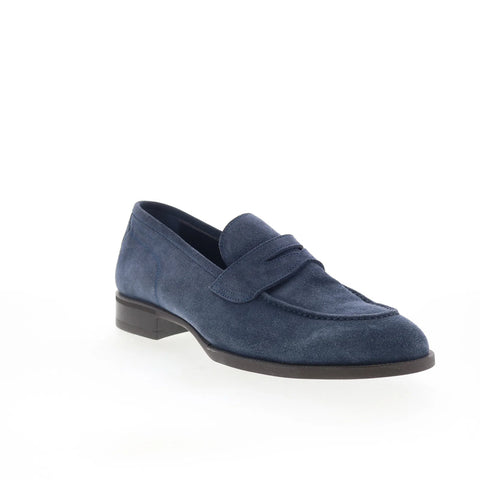 Di Bianco Miseno Mens Blue Suede Slip On Loafers & Slip Ons Penny Shoes
