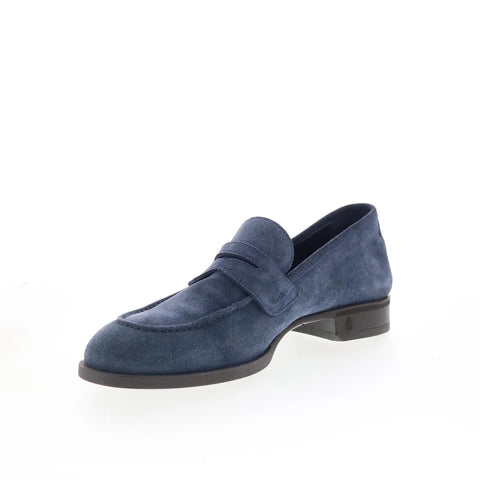 Di Bianco Miseno Mens Blue Suede Slip On Loafers & Slip Ons Penny Shoes