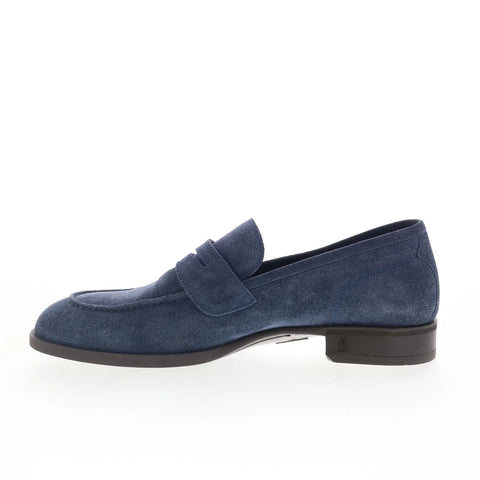 Di Bianco Miseno Mens Blue Suede Slip On Loafers & Slip Ons Penny Shoes