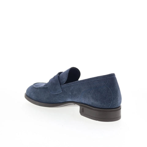 Di Bianco Miseno Mens Blue Suede Slip On Loafers & Slip Ons Penny Shoes