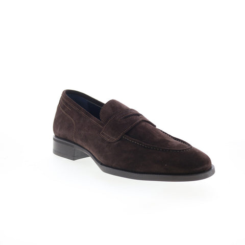 Di Bianco Miseno Mens Brown Suede Slip On Loafers & Slip Ons Penny Shoes