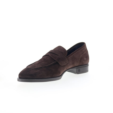 Di Bianco Miseno Mens Brown Suede Slip On Loafers & Slip Ons Penny Shoes
