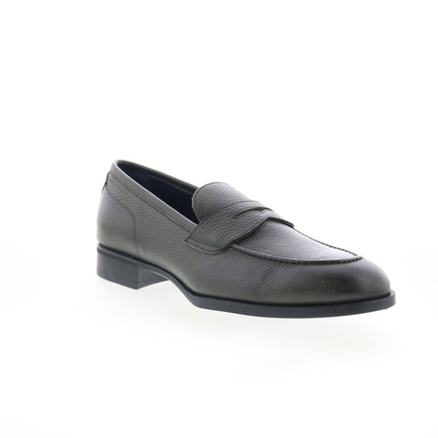 Di Bianco Miseno Mens Green Leather Slip On Loafers & Slip Ons Penny Shoes