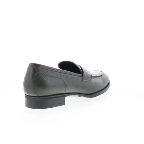 Di Bianco Miseno Mens Green Leather Slip On Loafers & Slip Ons Penny Shoes