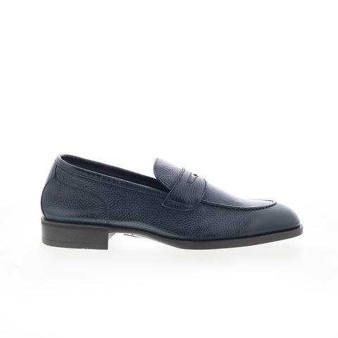 Di Bianco Miseno Mens Blue Leather Slip On Loafers & Slip Ons Penny Shoes