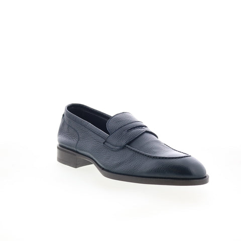 Di Bianco Miseno Mens Blue Leather Slip On Loafers & Slip Ons Penny Shoes