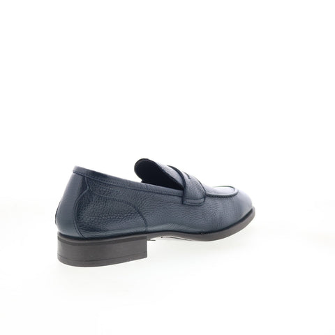 Di Bianco Miseno Mens Blue Leather Slip On Loafers & Slip Ons Penny Shoes