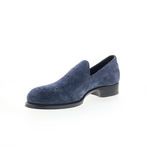 Di Bianco Monforte Mens Blue Suede Slip On Loafers & Slip Ons Casual Shoes