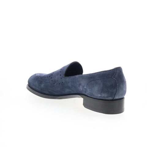 Di Bianco Monforte Mens Blue Suede Slip On Loafers & Slip Ons Casual Shoes