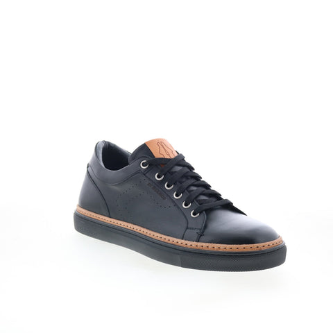 Di Bianco Monti Mens Black Leather Lace Up Lifestyle Sneakers Shoes